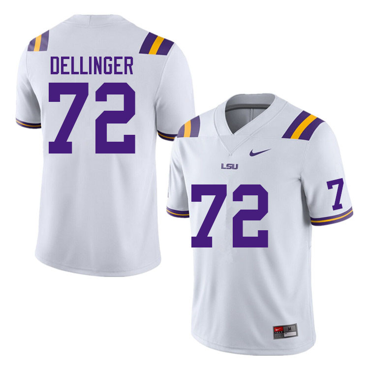 Men #72 Garrett Dellinger LSU Tigers College Football Jerseys Sale-White